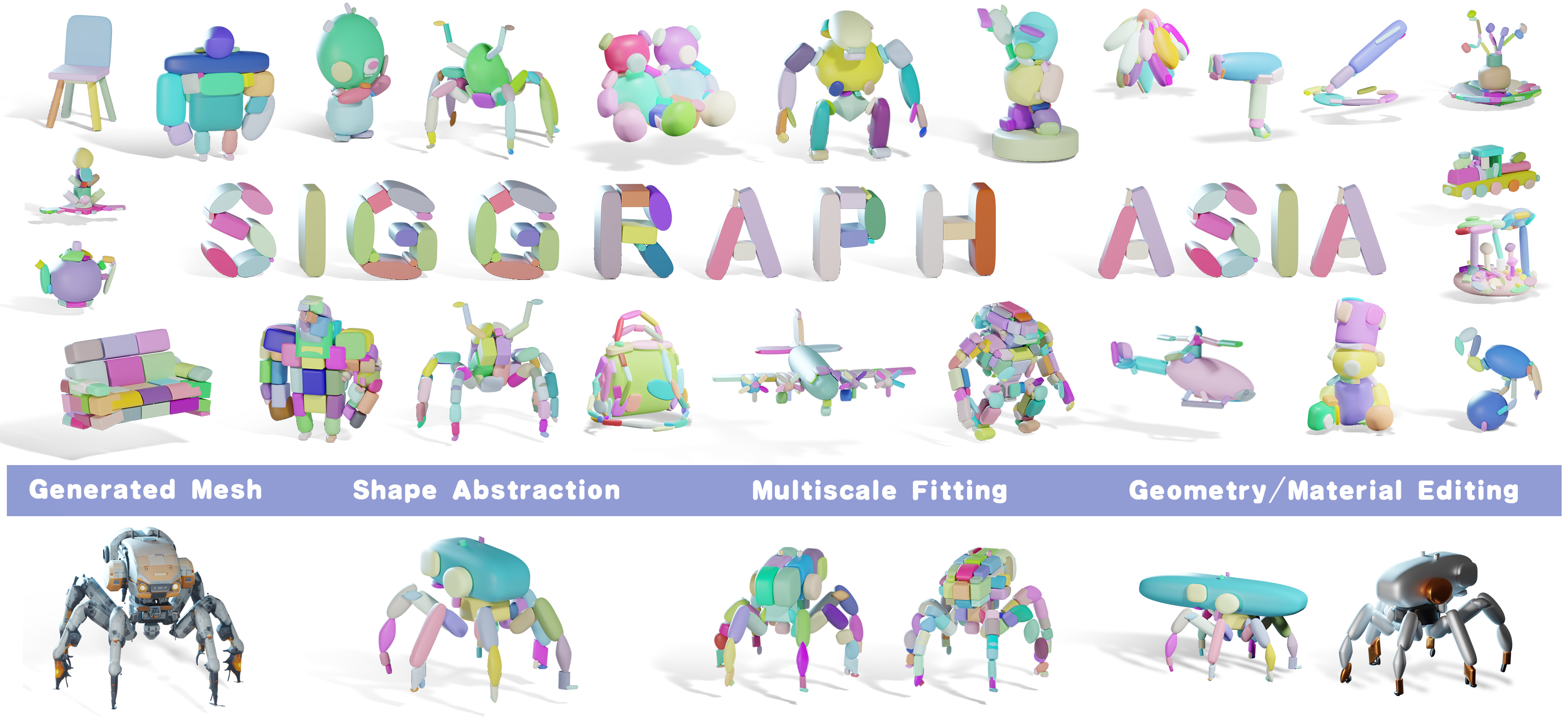 Light-SQ: Structure-aware Shape Abstraction with Superquadrics for Generated Meshes